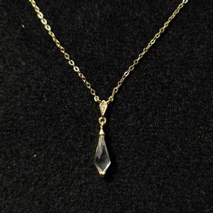 NEW 14K GOLD PLATED 925 STERLING SILVER CLEAR CRYSTAL NECKLACE